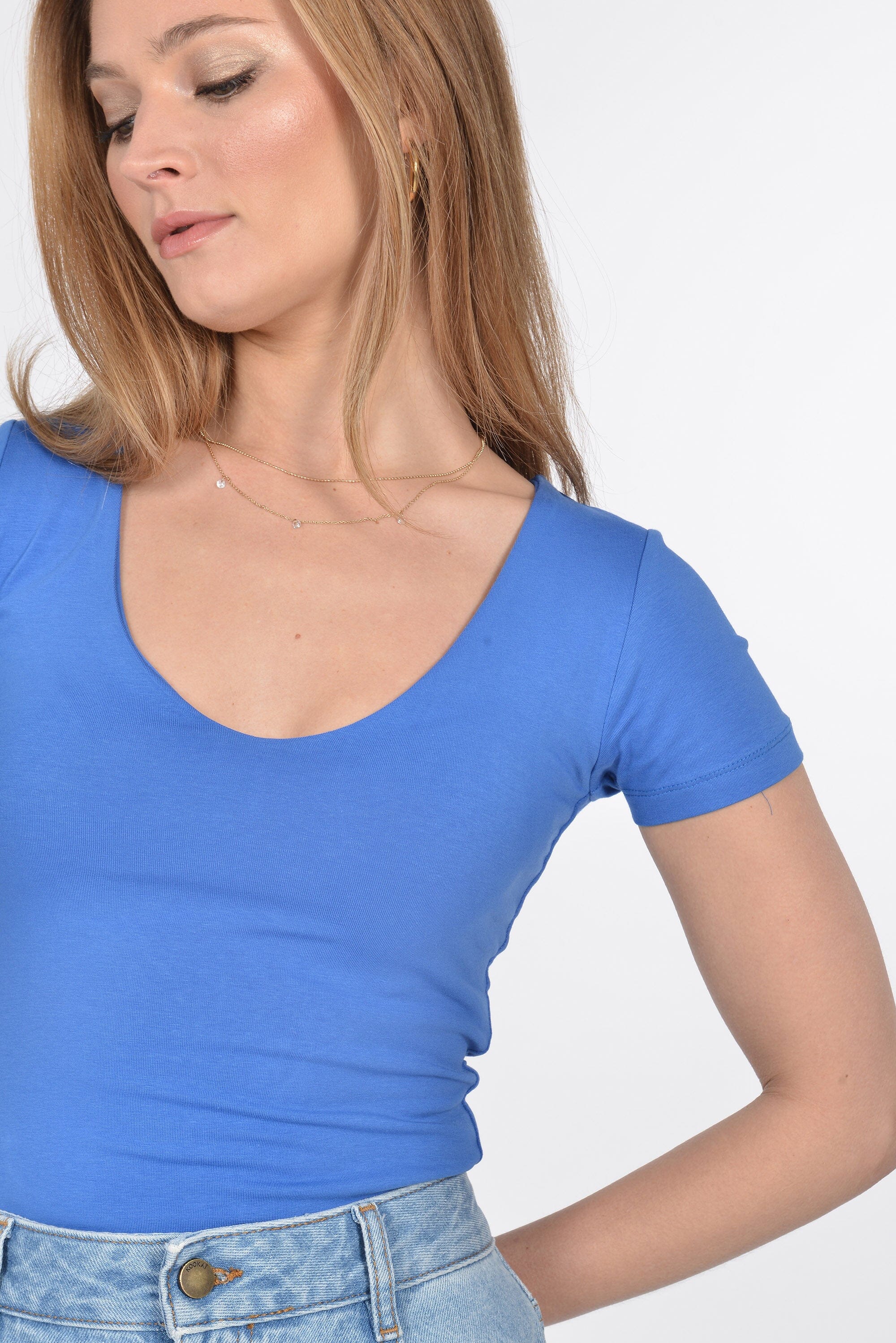 T-SHIRT V ARRONDI MATHILDA CYAN TEE SHIRT KOOKAI Mode Kookai