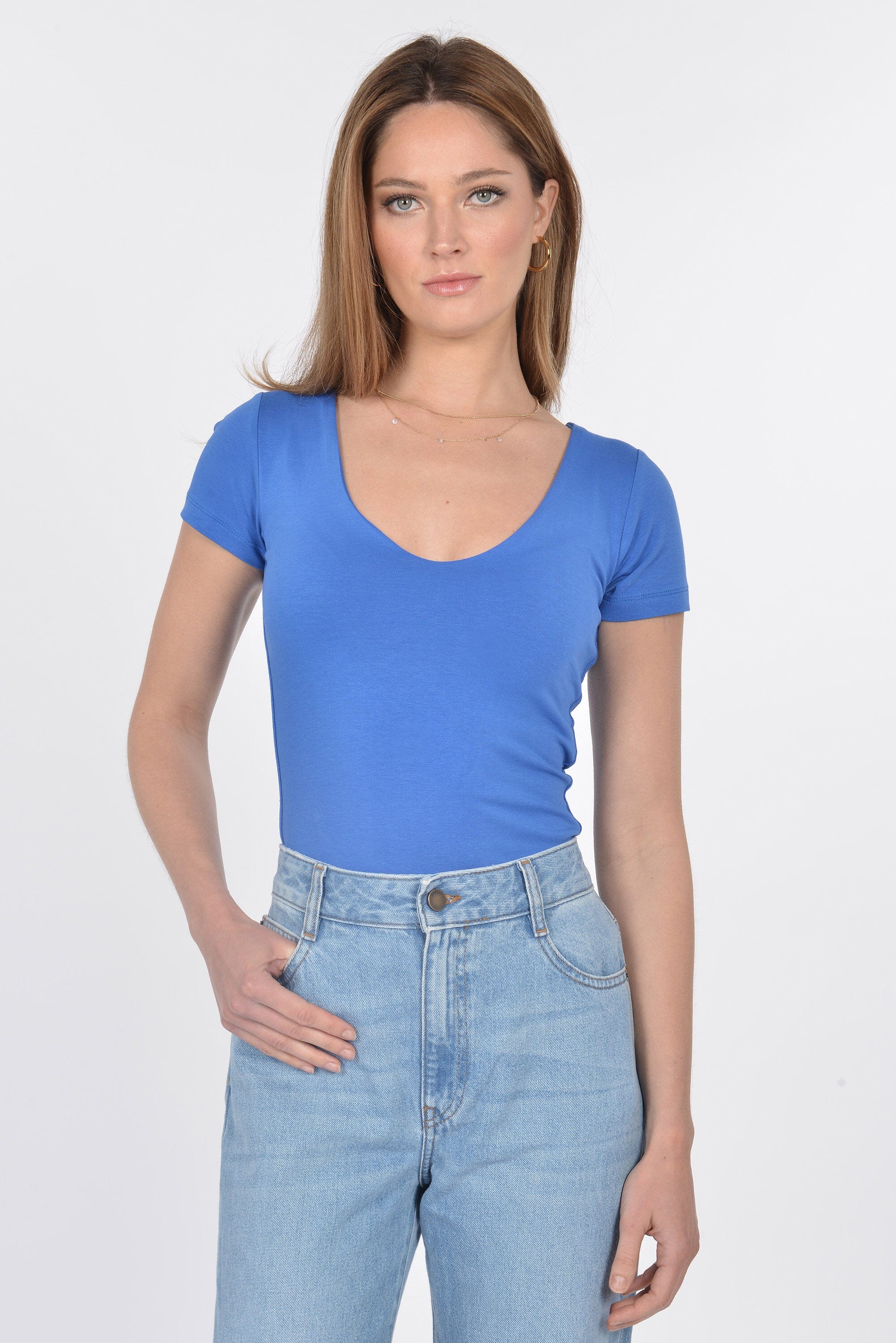 T-SHIRT V ARRONDI MATHILDA CYAN TEE SHIRT KOOKAI Mode Kookai