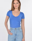 T-SHIRT V ARRONDI MATHILDA CYAN TEE SHIRT KOOKAI Mode Kookai