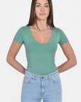 T-SHIRT V ARRONDI MATHILDA EMERAUDE TEE SHIRT KOOKAI Mode Kookai