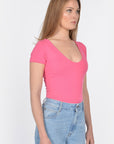 T-SHIRT V ARRONDI MATHILDA FUSHIA TEE SHIRT KOOKAI Mode Kookai