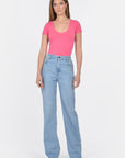 T-SHIRT V ARRONDI MATHILDA FUSHIA TEE SHIRT KOOKAI Mode Kookai