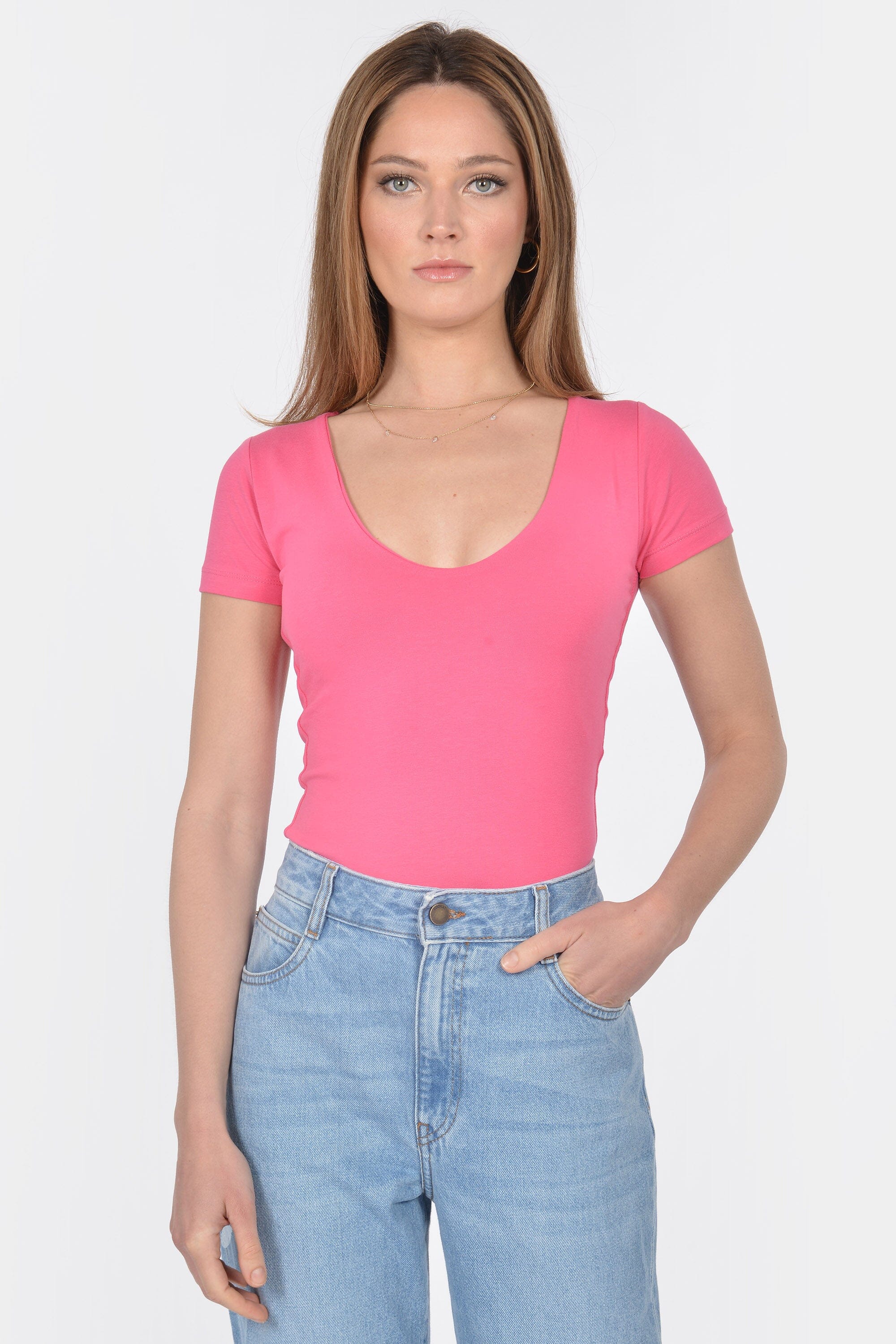 T-SHIRT V ARRONDI MATHILDA FUSHIA TEE SHIRT KOOKAI Mode Kookai