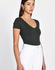 T-SHIRT V ARRONDI MATHILDA NOIR TEE SHIRT KOOKAI Mode Kookai