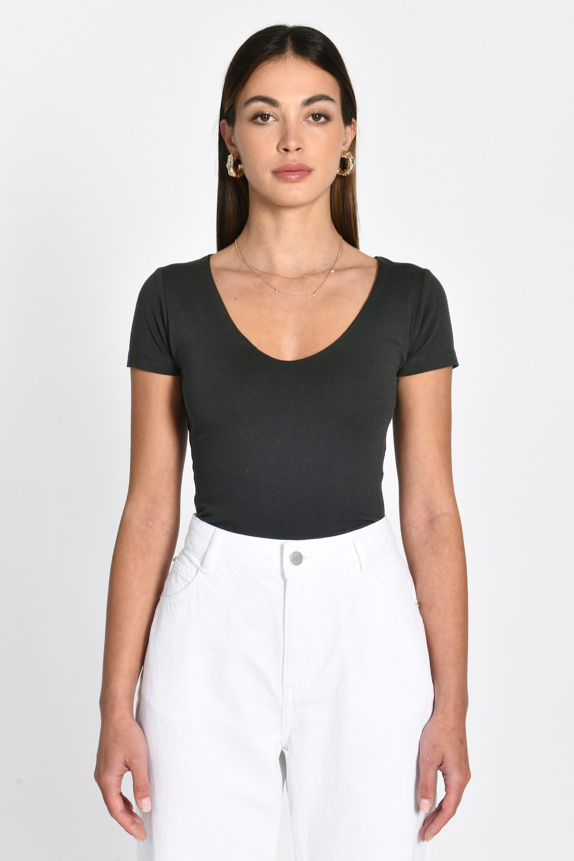 T-SHIRT V ARRONDI MATHILDA NOIR TEE SHIRT KOOKAI Mode Kookai