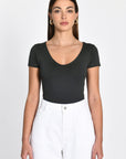 T-SHIRT V ARRONDI MATHILDA NOIR TEE SHIRT KOOKAI Mode Kookai