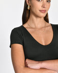 T-SHIRT V ARRONDI MATHILDA NOIR TEE SHIRT KOOKAI Mode Kookai