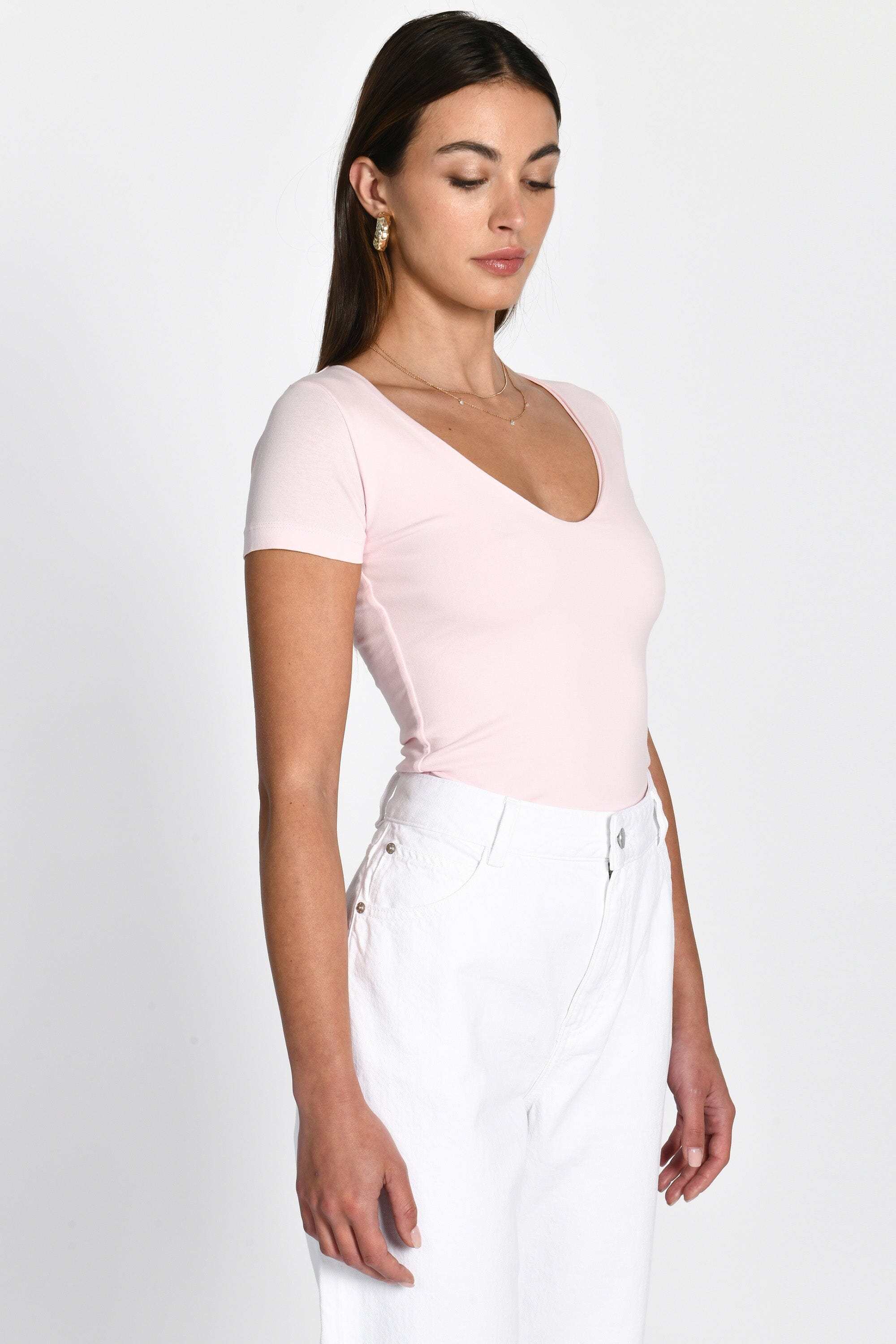 T-SHIRT V ARRONDI MATHILDA ROSE TEE SHIRT KOOKAI Mode Kookai
