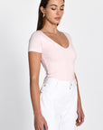 T-SHIRT V ARRONDI MATHILDA ROSE TEE SHIRT KOOKAI Mode Kookai