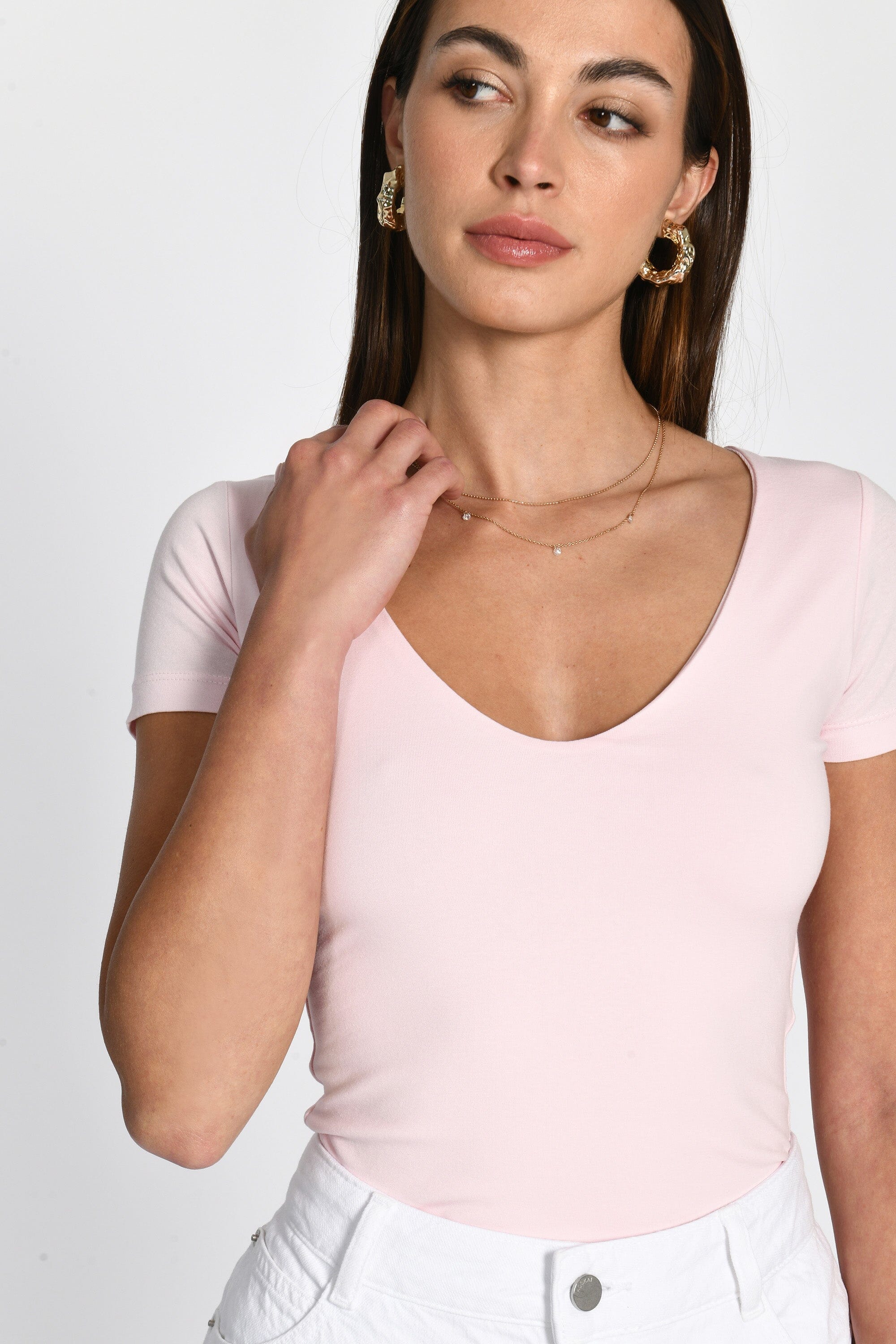 T-SHIRT V ARRONDI MATHILDA ROSE TEE SHIRT KOOKAI Mode Kookai