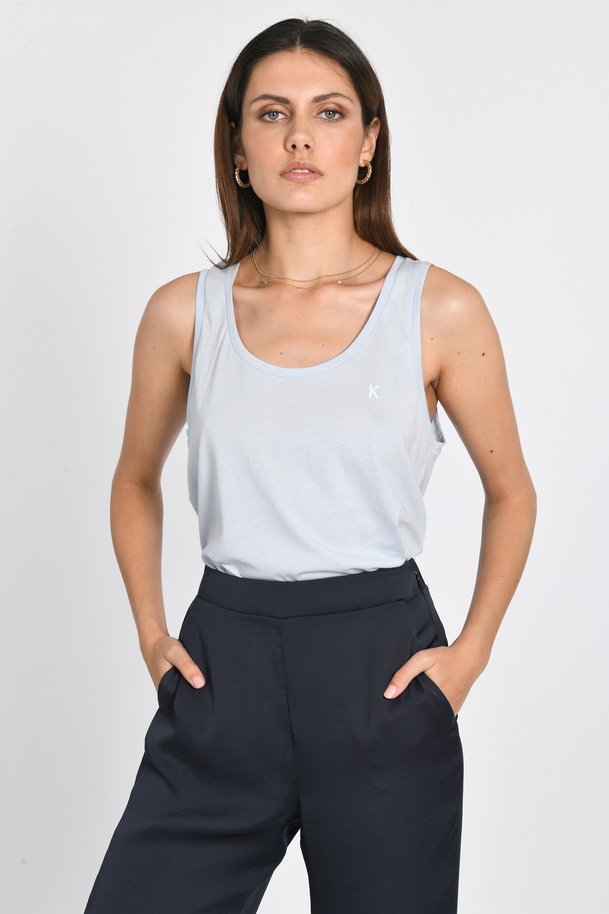 TANK TOP "K" MIA PRINCESS BLUE TEE SHIRT KOOKAI Mode Kookai
