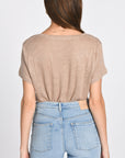TEE COL V 100% LIN LOUISE BEIGE TEE SHIRT KOOKAI Mode Kookai