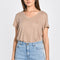 TEE COL V 100% LIN LOUISE BEIGE TEE SHIRT KOOKAI Mode Kookai