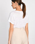 TEE COL V 100% LIN LOUISE BLANC TEE SHIRT KOOKAI Mode Kookai