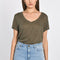 TEE COL V 100% LIN LOUISE BEIGE TEE SHIRT KOOKAI Mode Kookai
