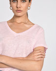 TEE COL V 100% LIN LOUISE ROSE TEE SHIRT KOOKAI Mode Kookai