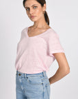 TEE COL V 100% LIN LOUISE ROSE TEE SHIRT KOOKAI Mode Kookai
