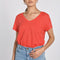 TEE COL V 100% LIN LOUISE BEIGE TEE SHIRT KOOKAI Mode Kookai