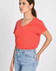 TEE COL V 100% LIN LOUISE STRAWBERRY TEE SHIRT KOOKAI Mode Kookai