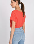 TEE COL V 100% LIN LOUISE STRAWBERRY TEE SHIRT KOOKAI Mode Kookai