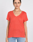 TEE COL V 100% LIN LOUISE STRAWBERRY TEE SHIRT KOOKAI Mode Kookai