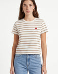 TEE MARINIÈRE - COEUR - ECRU/CANNELLE TEE SHIRT NEW KOOKAI Mode Kookai