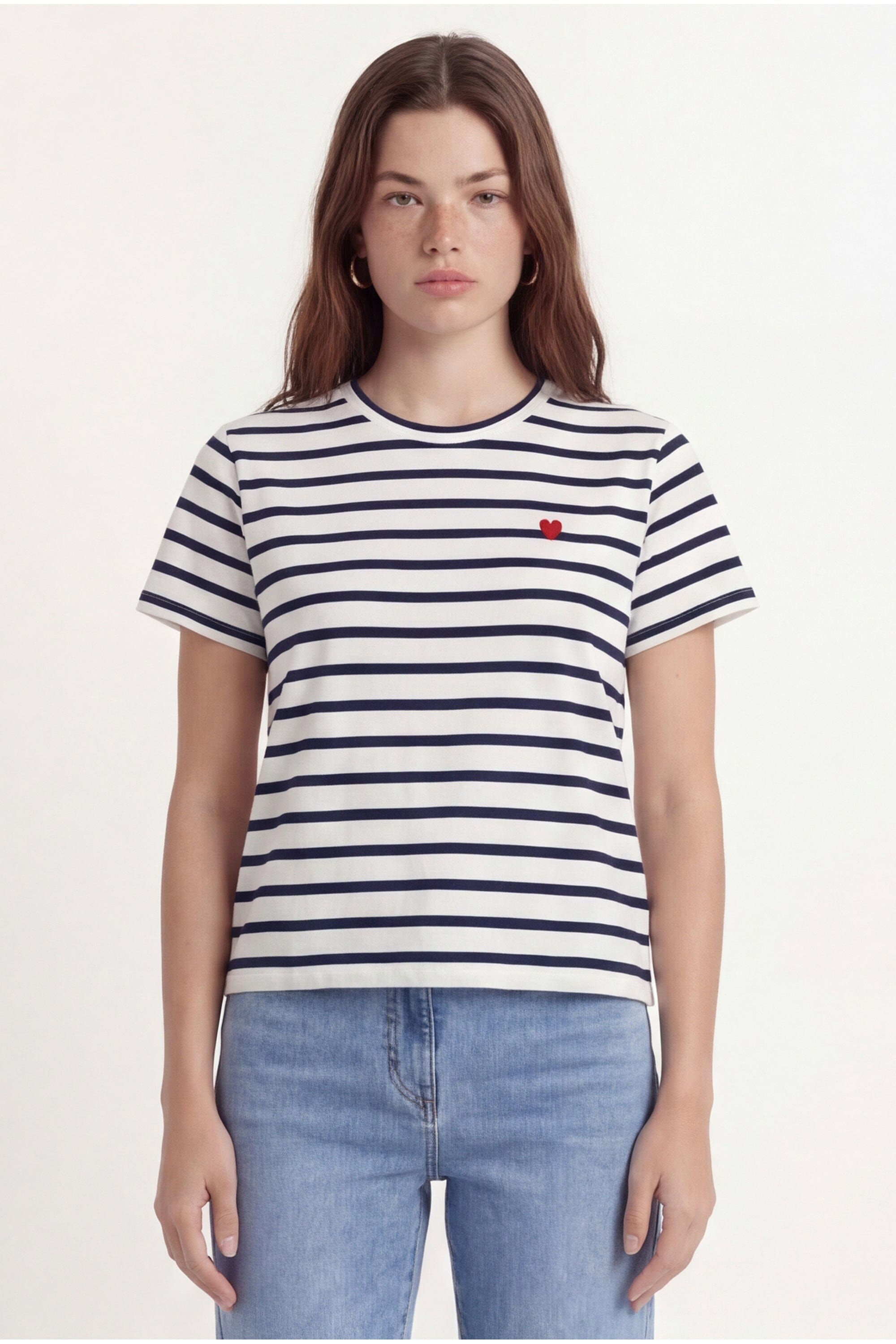 TEE MARINIÈRE - COEUR - ECRU/MARINE TEE SHIRT NEW KOOKAI Mode Kookai