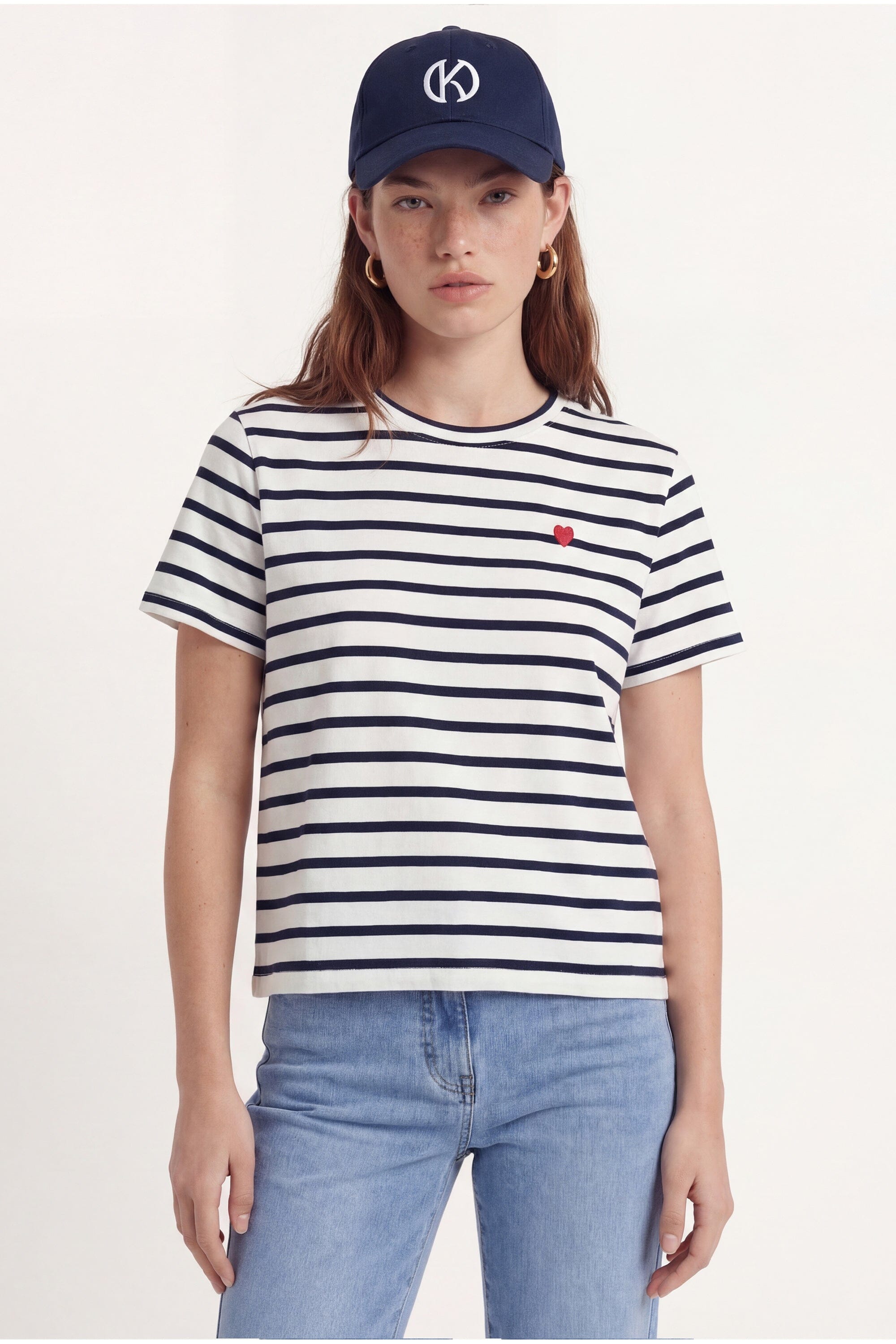 TEE MARINIÈRE - COEUR - ECRU/MARINE TEE SHIRT NEW KOOKAI Mode Kookai