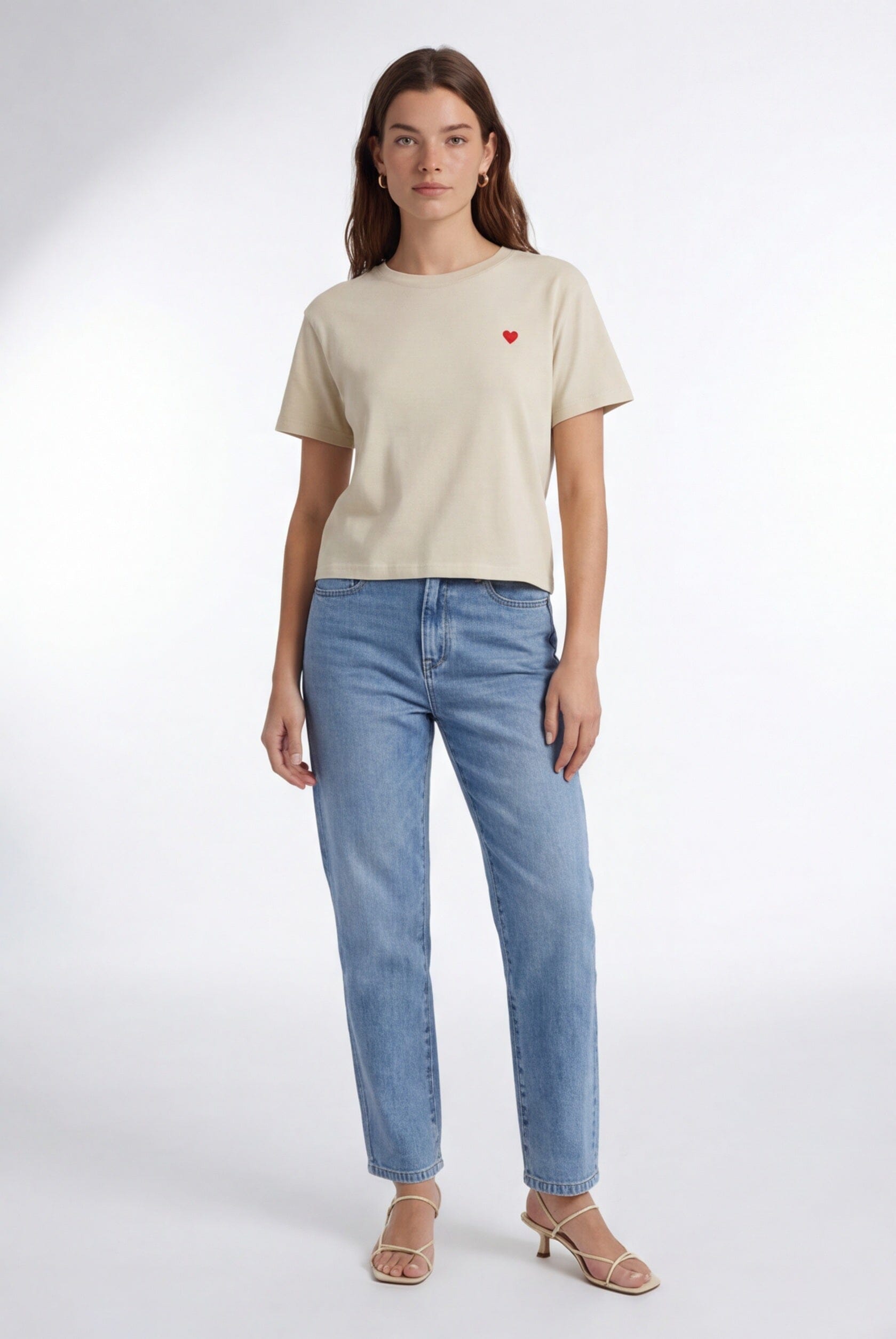 TEE-SHIRT 100% COTON - COEUR - BEIGE TEE SHIRT NEW KOOKAI Mode Kookai