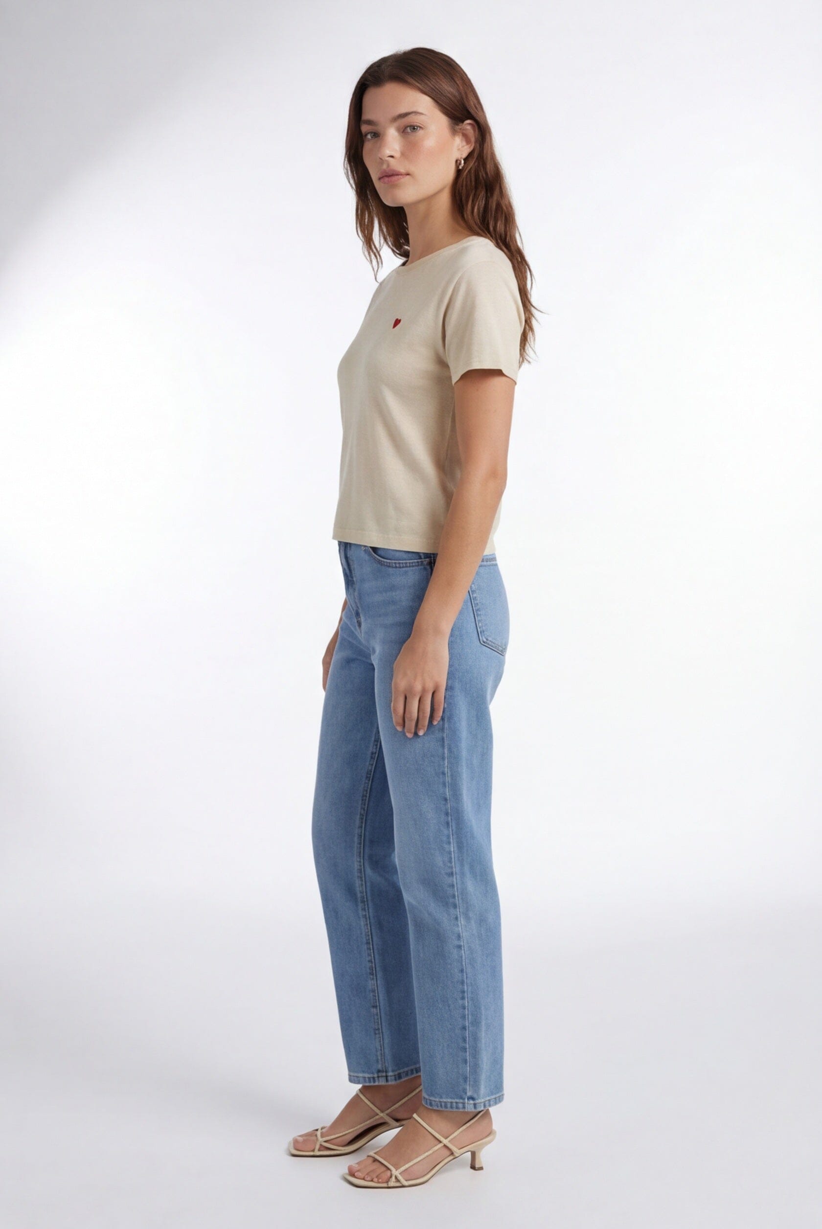 TEE-SHIRT 100% COTON - COEUR - BEIGE TEE SHIRT NEW KOOKAI Mode Kookai