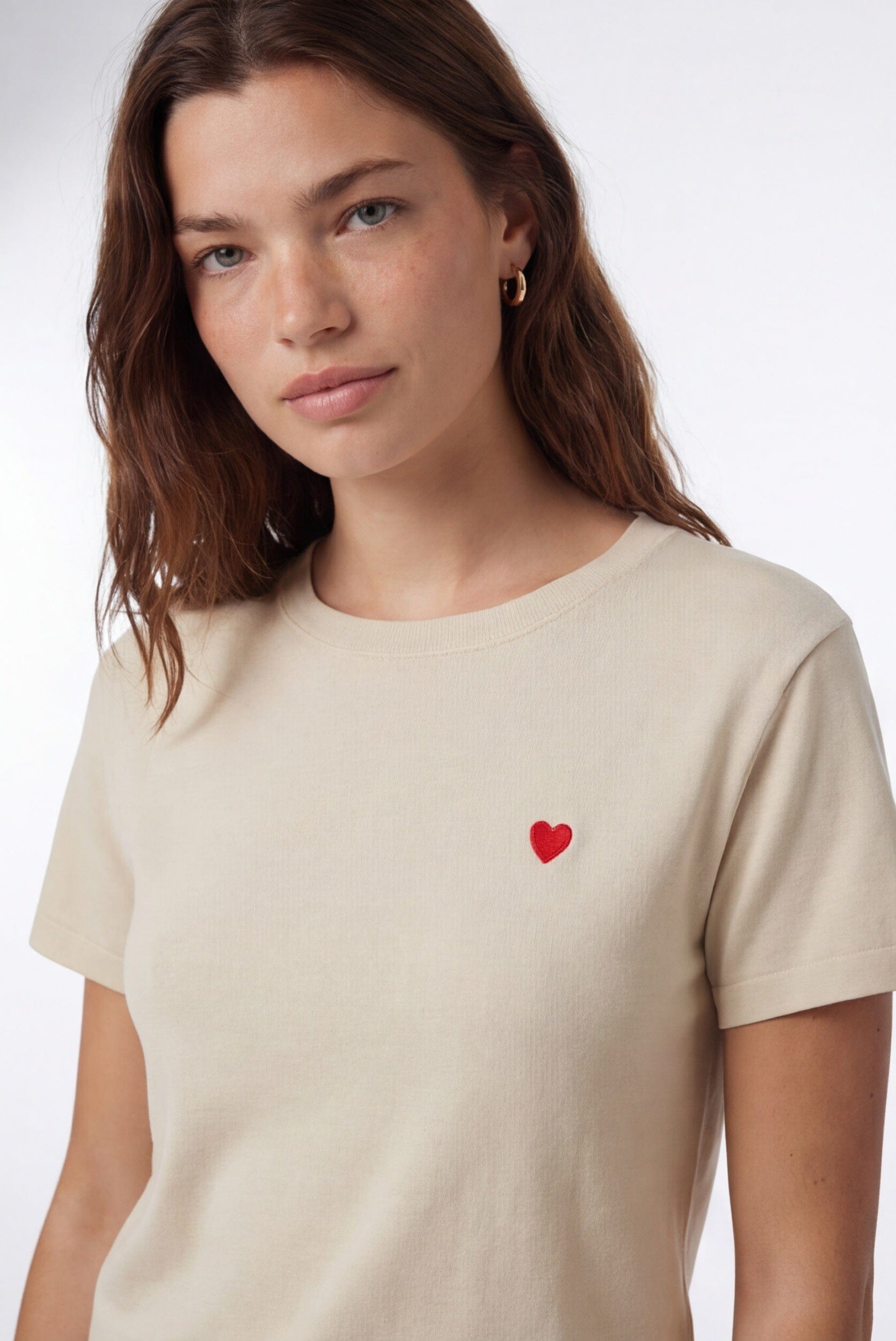 TEE-SHIRT 100% COTON - COEUR - BEIGE TEE SHIRT NEW KOOKAI Mode Kookai
