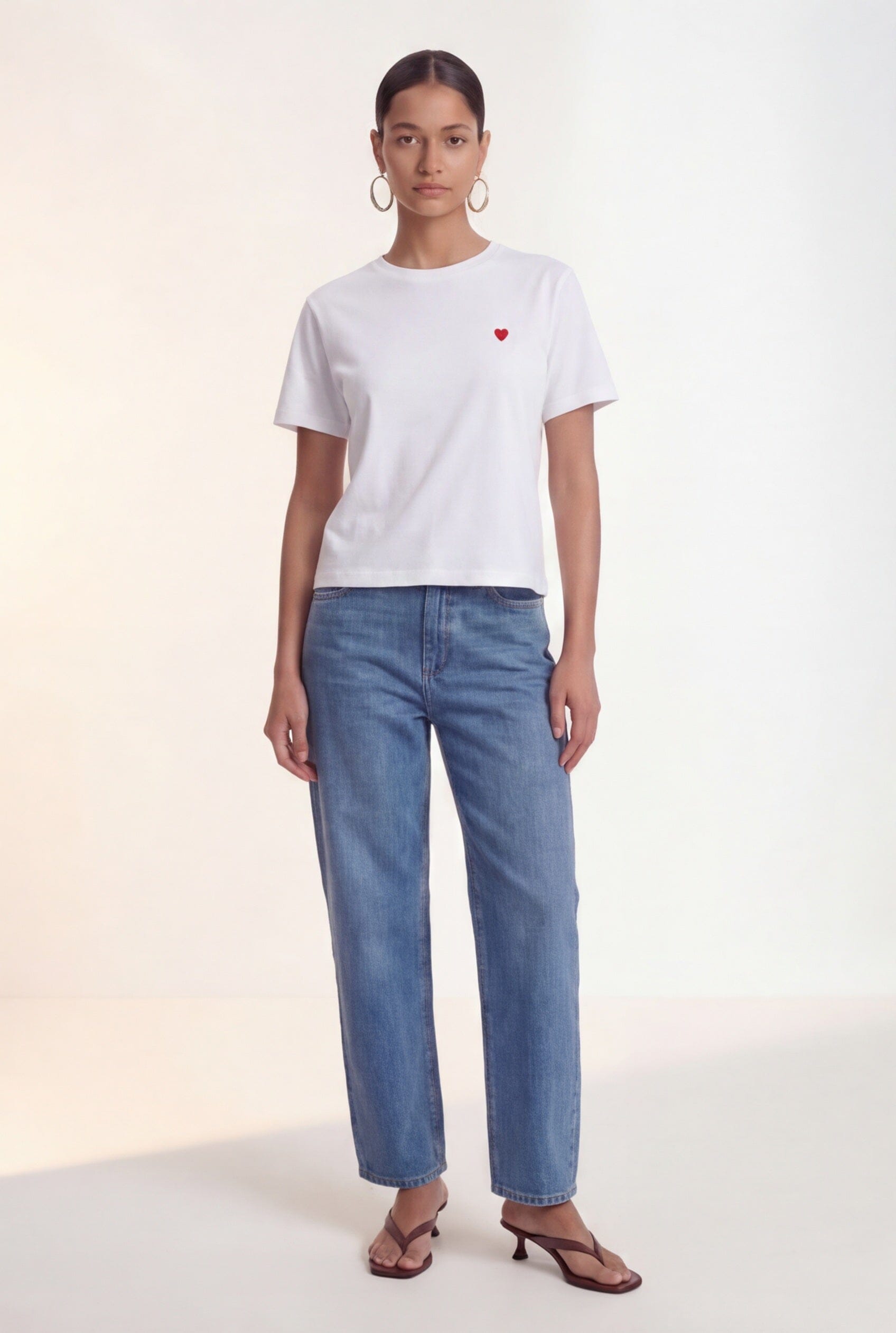 TEE-SHIRT 100% COTON - COEUR - BLANC TEE SHIRT NEW KOOKAI Mode Kookai