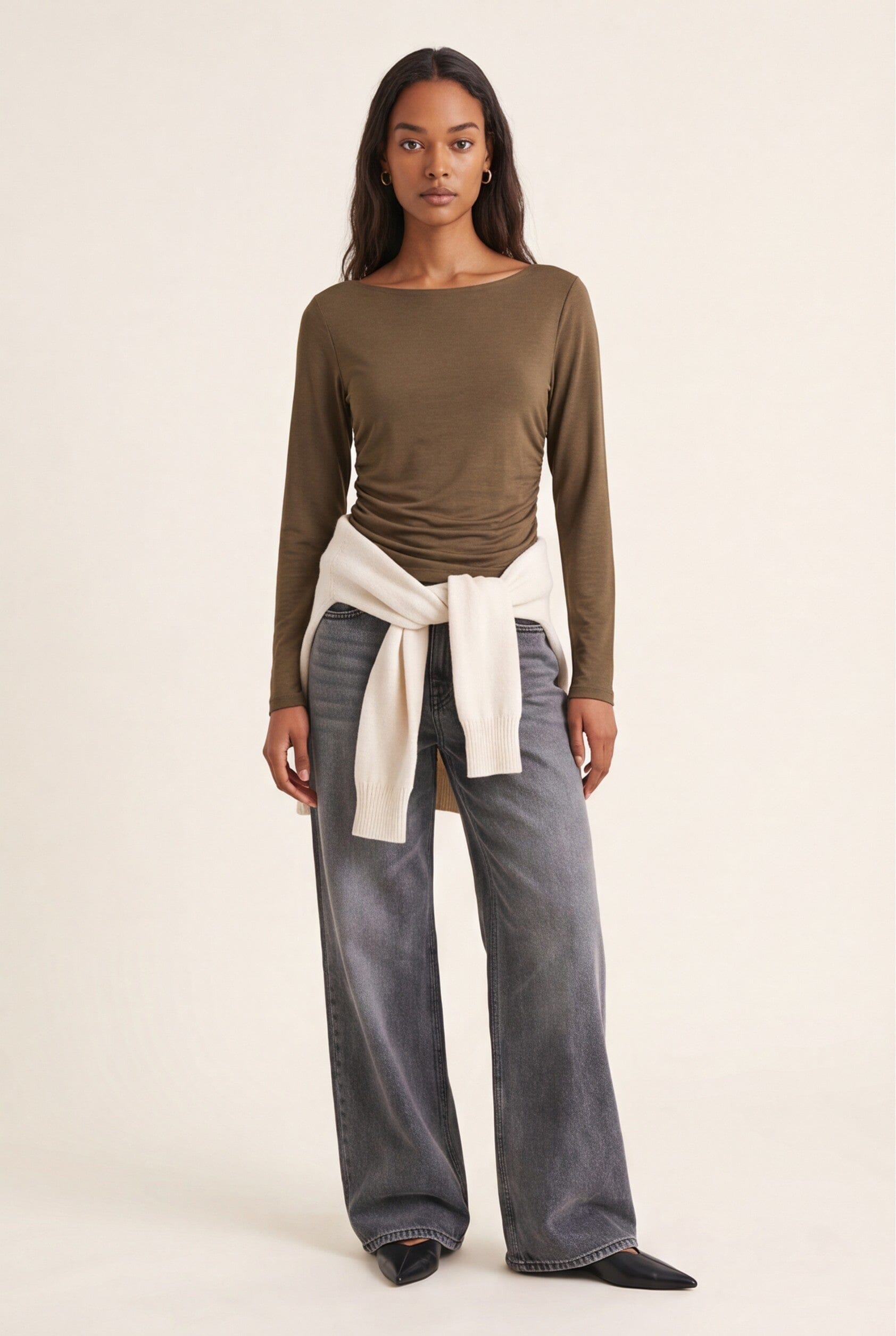 TEE-SHIRT ASYMETRIQUE - CLAREN - KHAKI TEE SHIRT NEW KOOKAI Mode Kookai