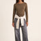 TEE-SHIRT ASYMETRIQUE - CLAREN - KHAKI TEE SHIRT NEW KOOKAI Mode Kookai