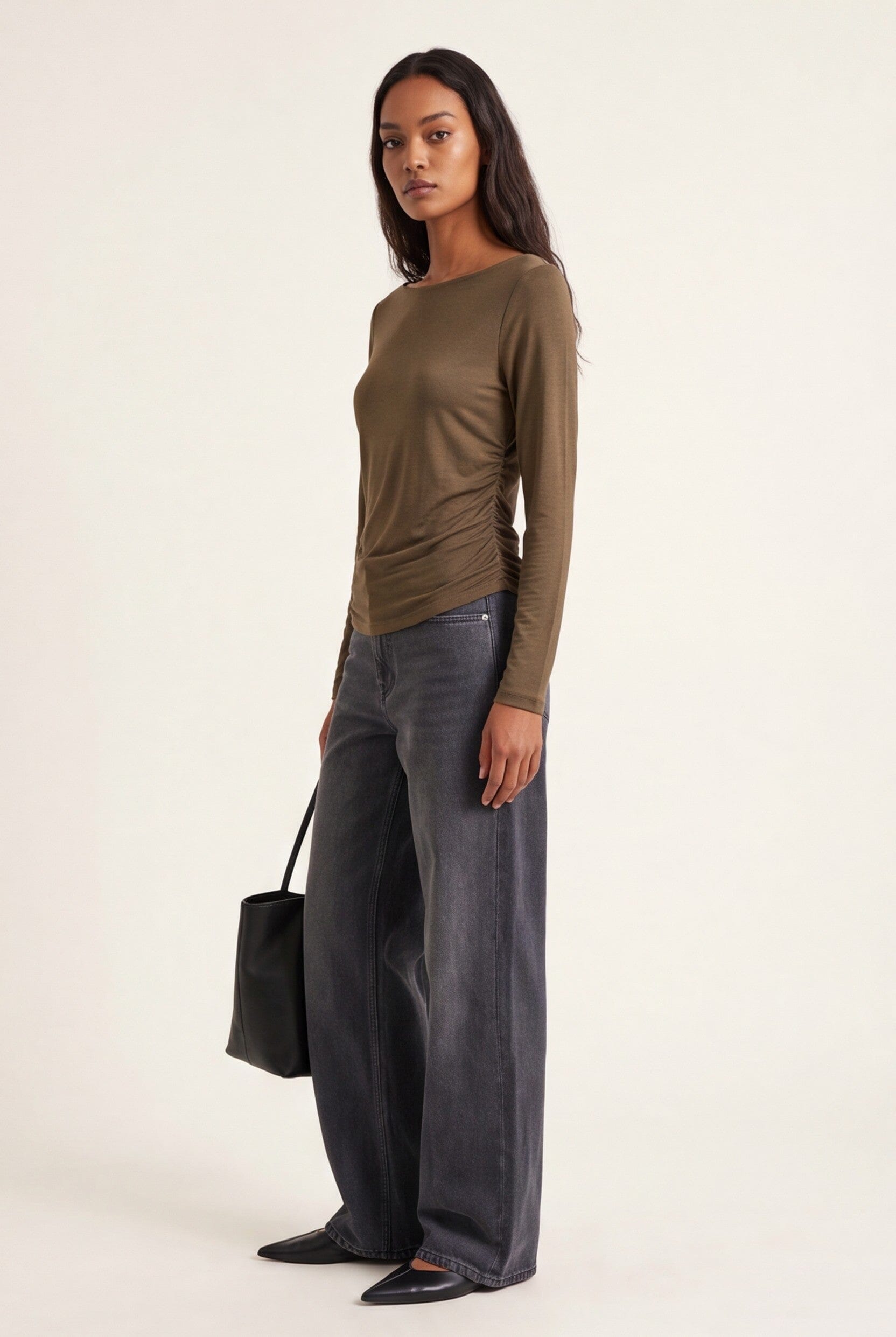 TEE-SHIRT ASYMETRIQUE - CLAREN - KHAKI TEE SHIRT NEW KOOKAI Mode Kookai