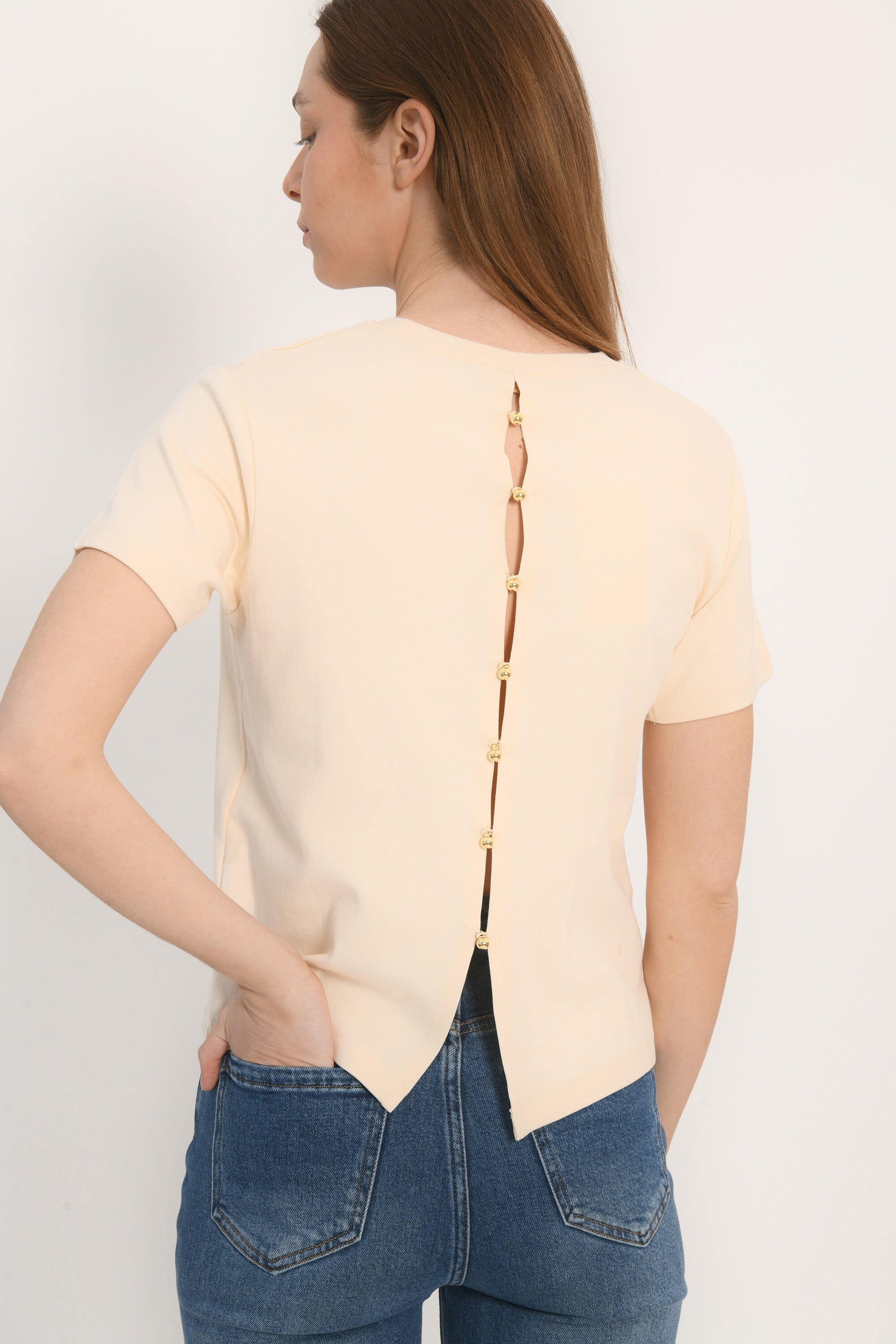 TEE SHIRT BOUTONS - AMBRE - CREME TEE SHIRT KOOKAI Mode Kookai
