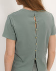 TEE SHIRT BOUTONS - AMBRE - SAUGE TEE SHIRT KOOKAI Mode Kookai