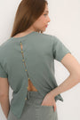TEE SHIRT BOUTONS - AMBRE - SAUGE TEE SHIRT KOOKAI Mode Kookai