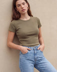 TEE SHIRT - CARISSA - OLIVE TEE SHIRT NEW KOOKAI Mode Kookai