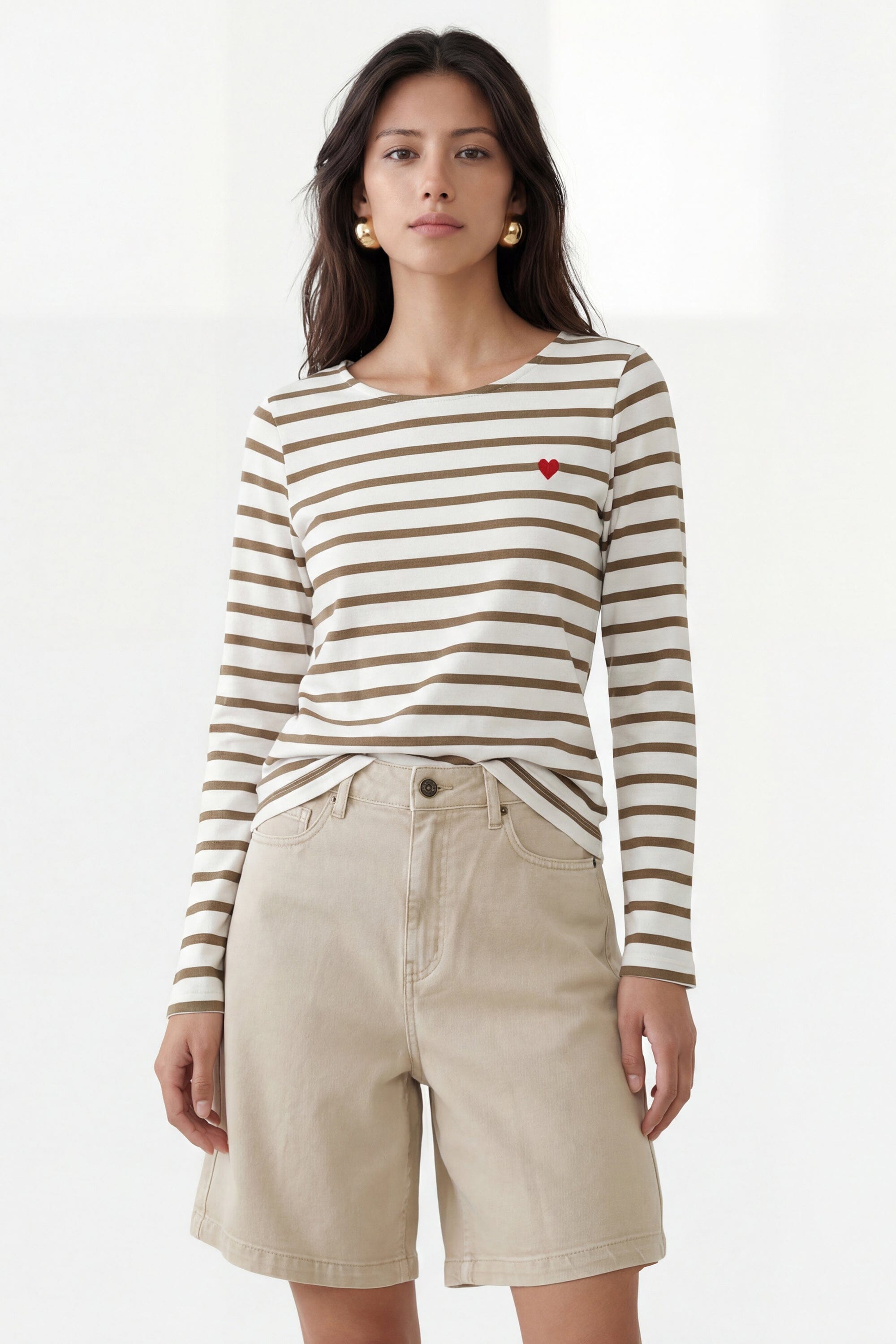 TEE SHIRT - COEUR MARINIERE - ECRU/CANNELLE TEE SHIRT NEW KOOKAI Mode Kookai