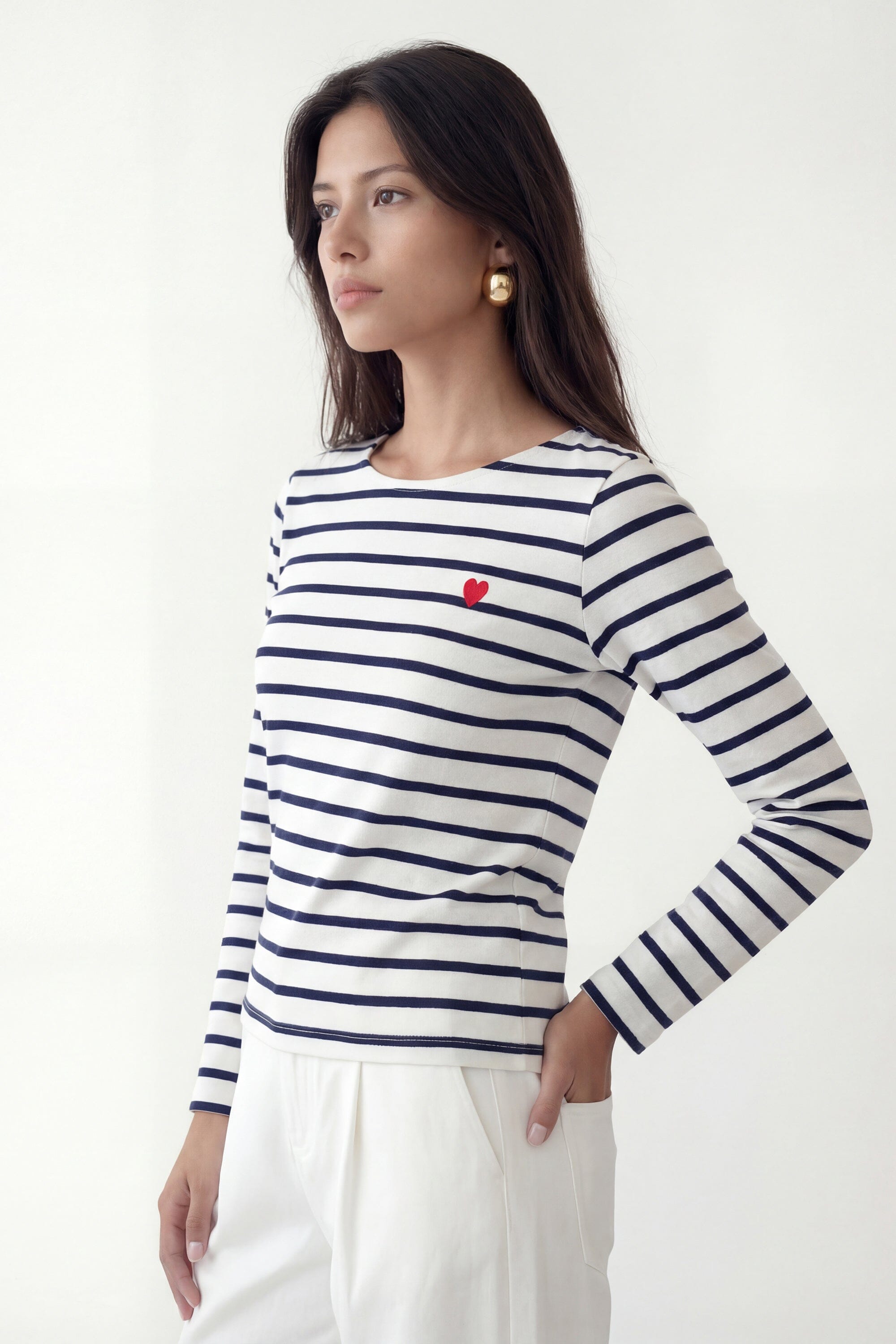 TEE SHIRT - COEUR MARINIERE - ECRU/MARINE TEE SHIRT NEW KOOKAI Mode Kookai