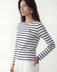 TEE SHIRT - COEUR MARINIERE - ECRU/MARINE TEE SHIRT NEW KOOKAI Mode Kookai