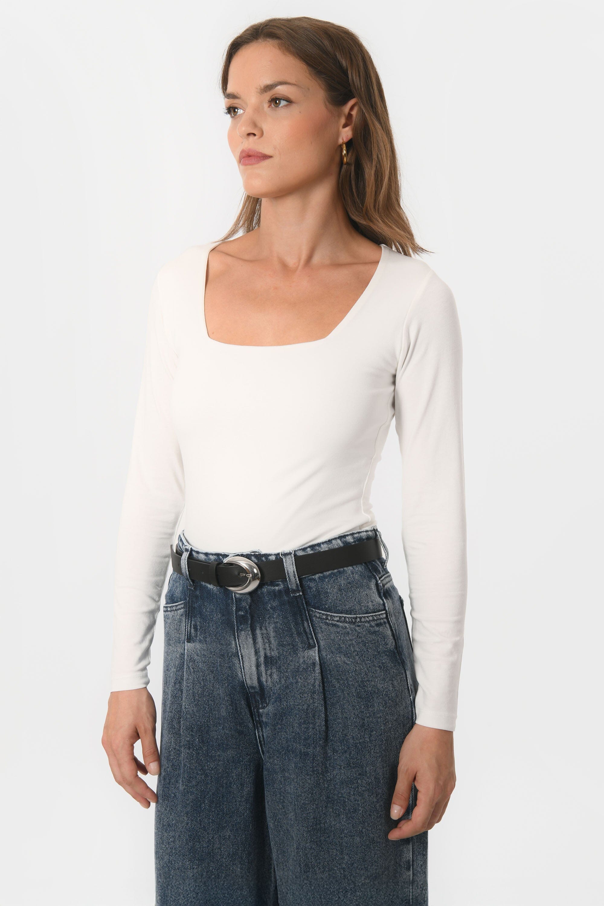 TEE-SHIRT COL CARRE - CLEMENTINE - ECRU TEE SHIRT KOOKAI Mode Kookai