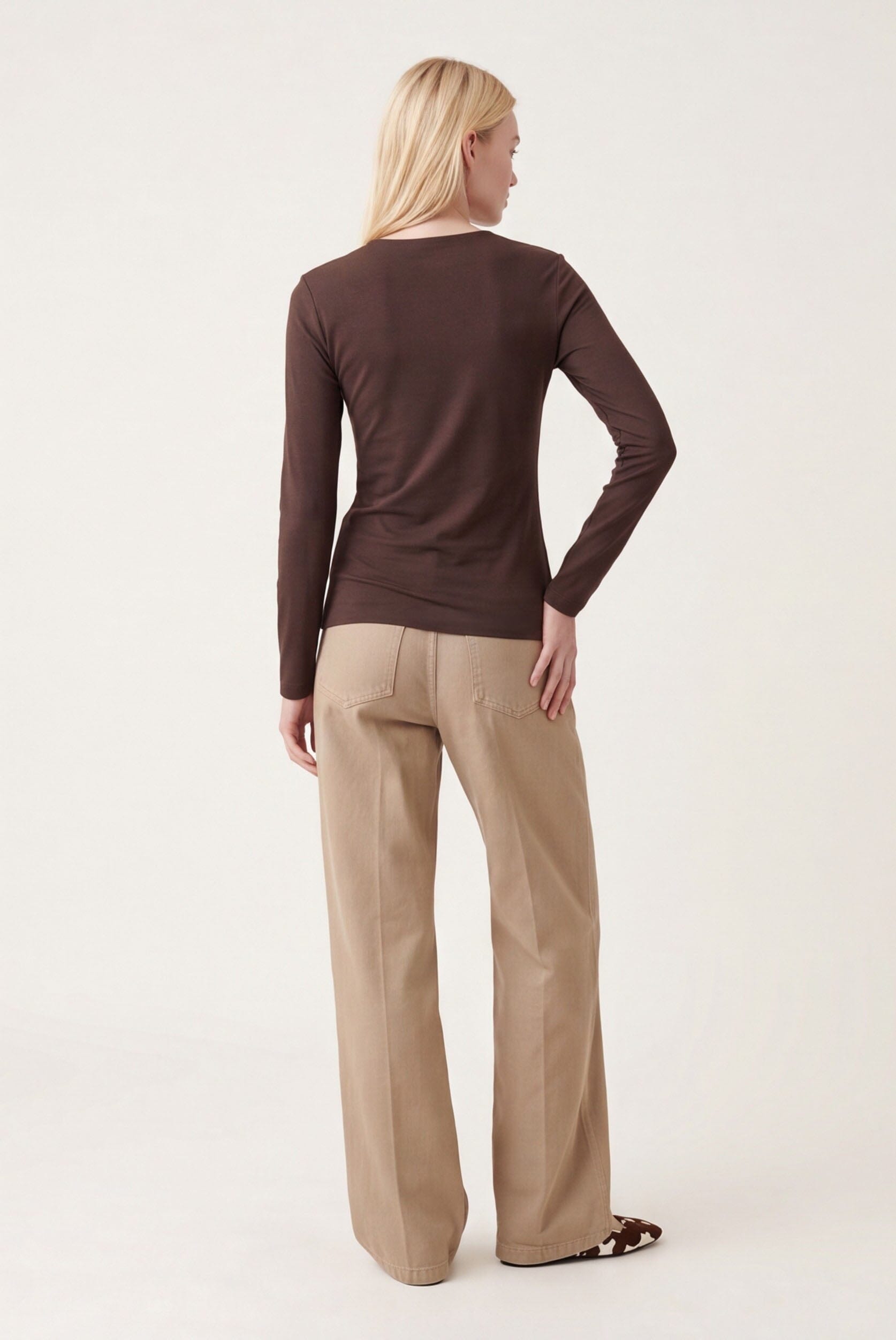 TEE-SHIRT COL ROND - CURT - BRUN TEE SHIRT KOOKAI Mode Kookai