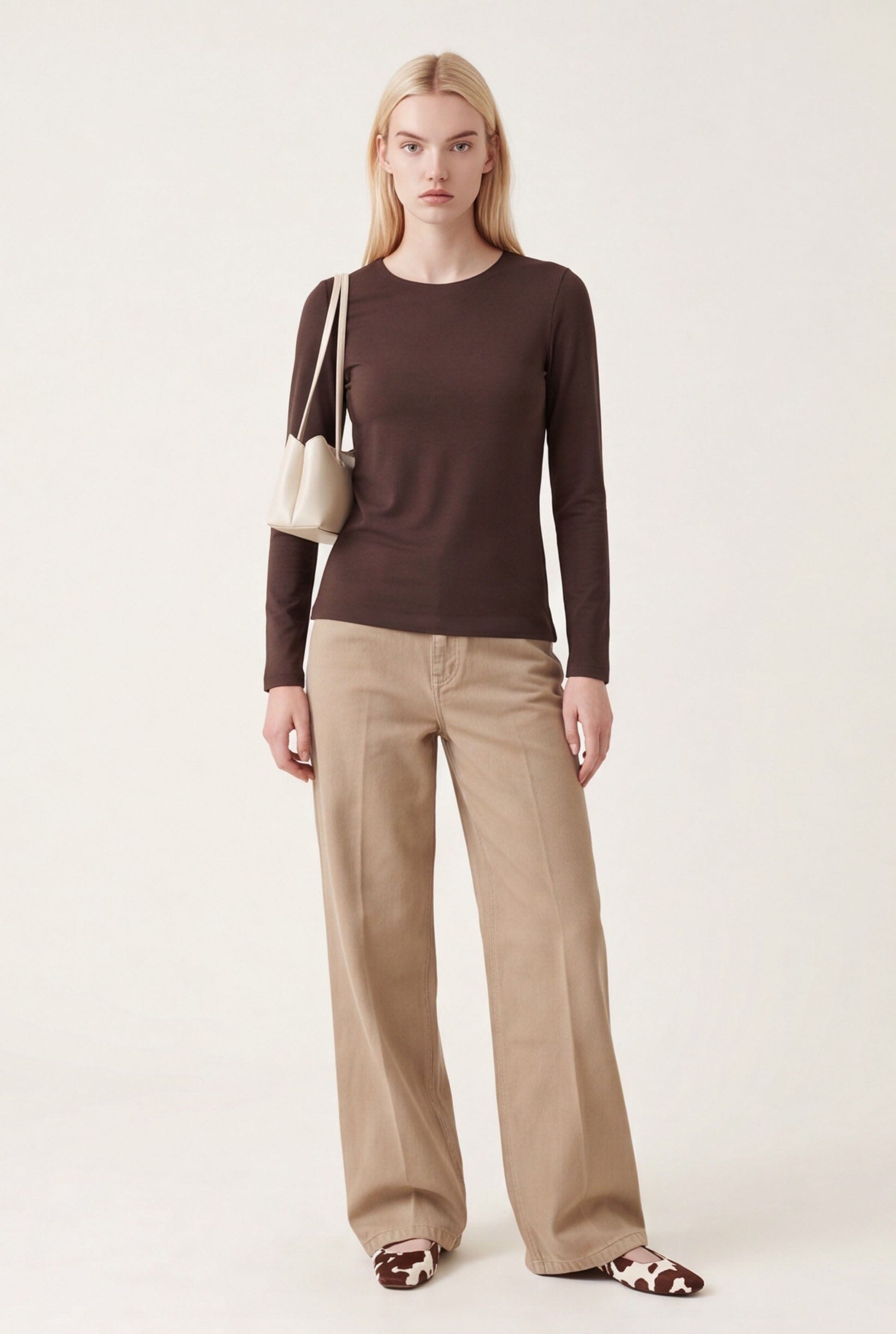TEE-SHIRT COL ROND - CURT - BRUN TEE SHIRT KOOKAI Mode Kookai