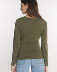 TEE SHIRT COL ROND CURT KAKI TEE SHIRT KOOKAI Mode Kookai