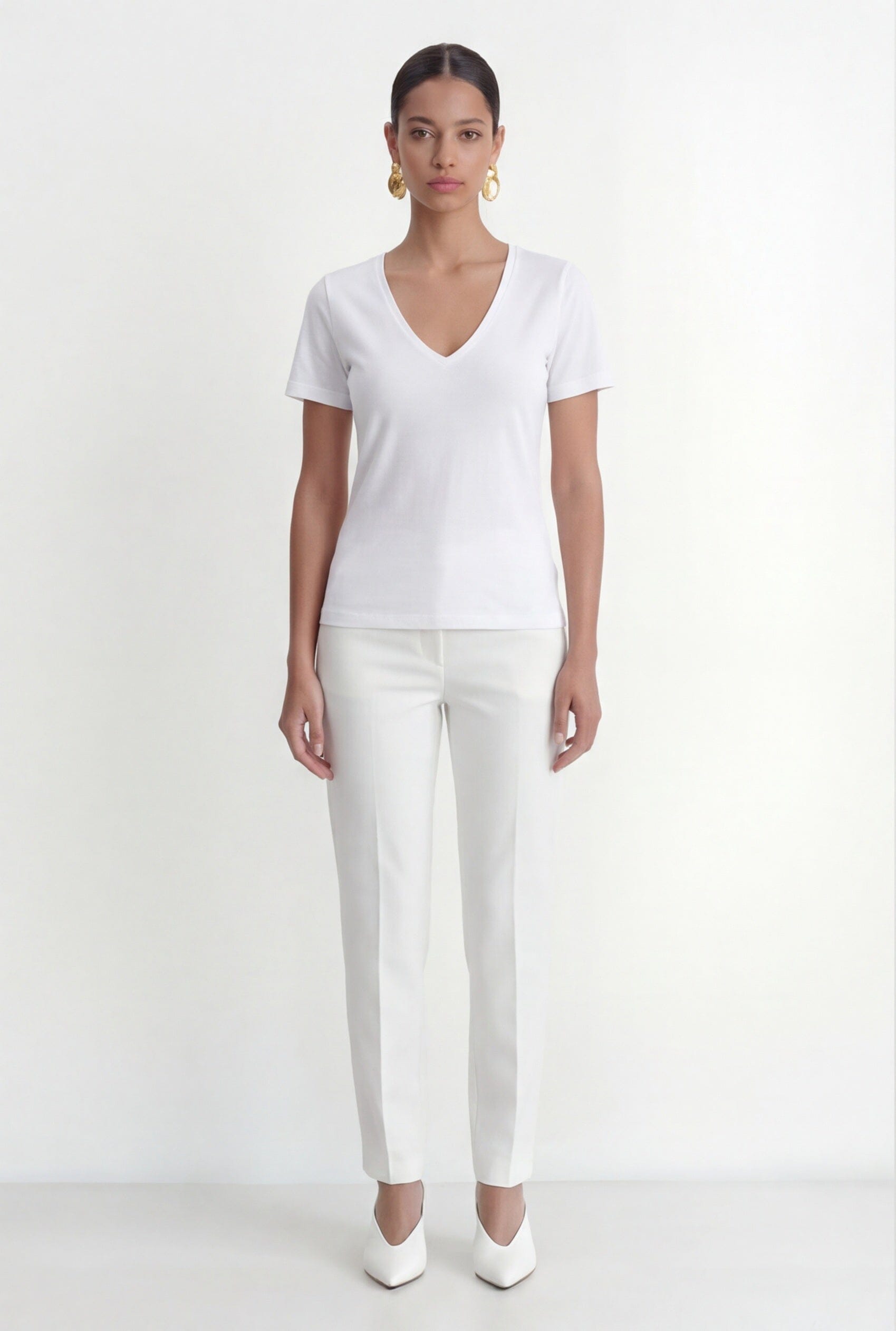 TEE-SHIRT COL V- COLE - BLANC TEE SHIRT NEW KOOKAI Mode Kookai