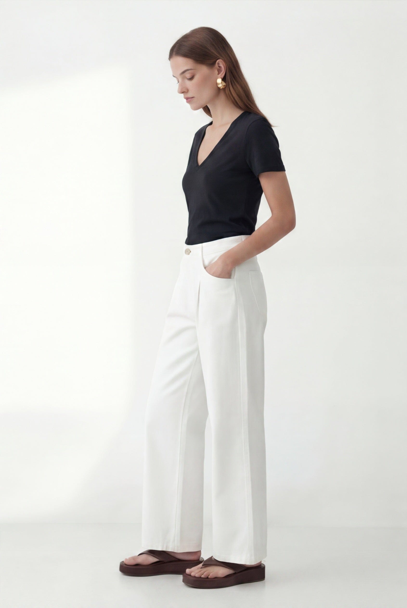 TEE-SHIRT COL V - COLE - NOIR TEE SHIRT NEW KOOKAI Mode Kookai
