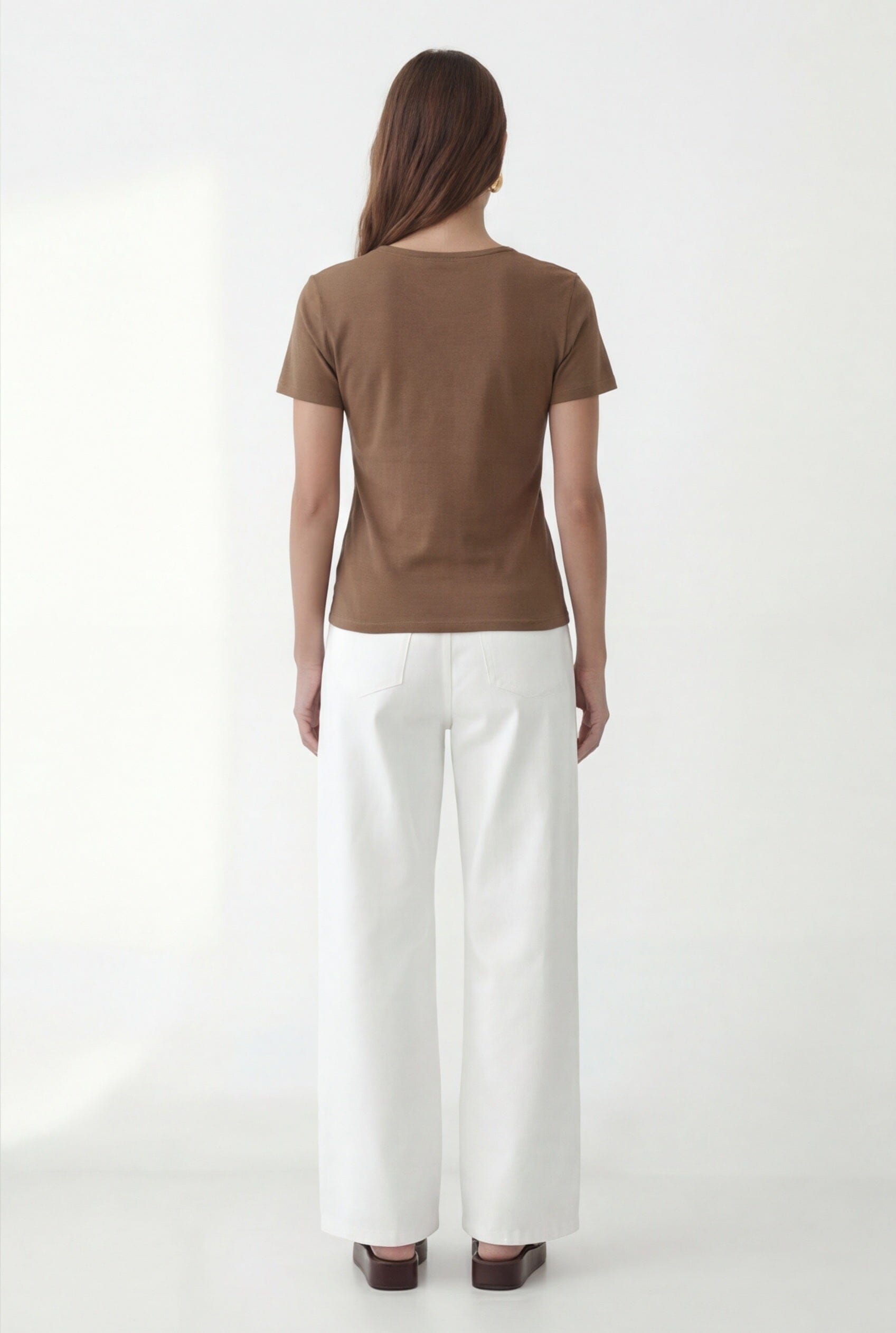 TEE-SHIRT COL V - COLE - NOISETTE TEE SHIRT NEW KOOKAI Mode Kookai