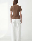 TEE-SHIRT COL V - COLE - NOISETTE TEE SHIRT NEW KOOKAI Mode Kookai